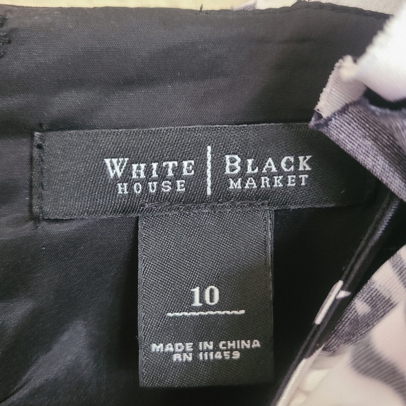 white house black market satin bodycon floral dress ruffle neck size 10 - Picture 4 of 5